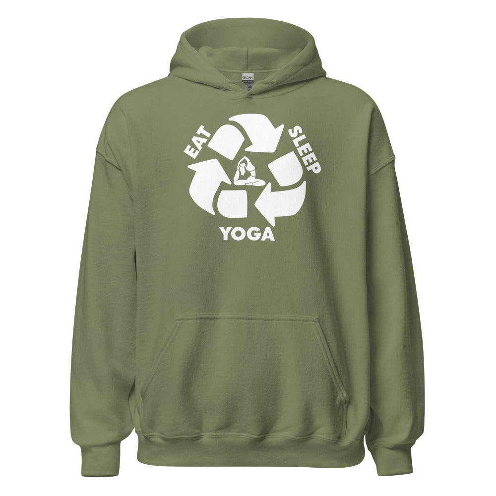 Eat Sleep Yoga Hoodie - Military Green Color